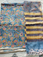 Load image into Gallery viewer, 5 m handblock cotton fabric with Kota doria dupatta