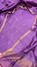 Load image into Gallery viewer, Lucknowi Chikanwork Chanderi silk top and dupatta
