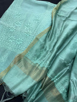 Load image into Gallery viewer, Lucknowi Chikanwork Chanderi silk top and dupatta