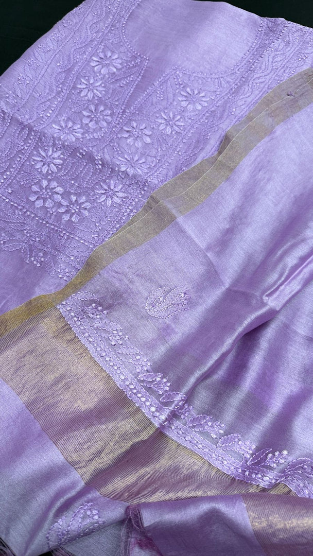 Lucknowi Chikanwork Chanderi silk top and dupatta