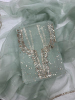 Load image into Gallery viewer, Beautiful soft pure organza silk shirt and dupatta with mukesh work
