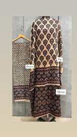 Load image into Gallery viewer, Velvet handblock ajrakh designer style top and bottom with sleeves MF0067
