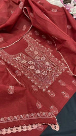 Load image into Gallery viewer, Kota doria Chikankari unstitched top and dupatta
