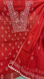 Load image into Gallery viewer, Kota doria Chikankari unstitched top and dupatta
