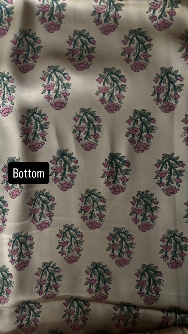 Handblock chikku shade modal cotton 3 piece set