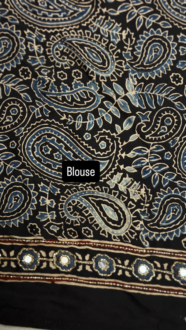 MEHZA FESTIVE EDIT2026 Premium quality handworked modal silk ajrakh saree with tazzels