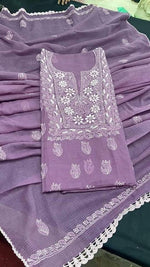 Load image into Gallery viewer, Kota doria Chikankari unstitched top and dupatta
