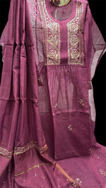 Load image into Gallery viewer, Beautiful Soft pure mulchanderi silk Tunic style kurta n dupatta
