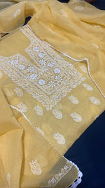 Load image into Gallery viewer, Kota doria Chikankari unstitched top and dupatta
