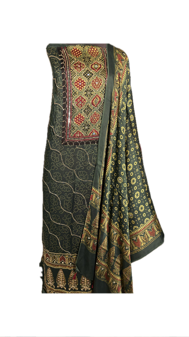 MEHZA FESTIVE EDIT heavy handwork premium quality modal silk ajrakh top and dupatta 2 piece set