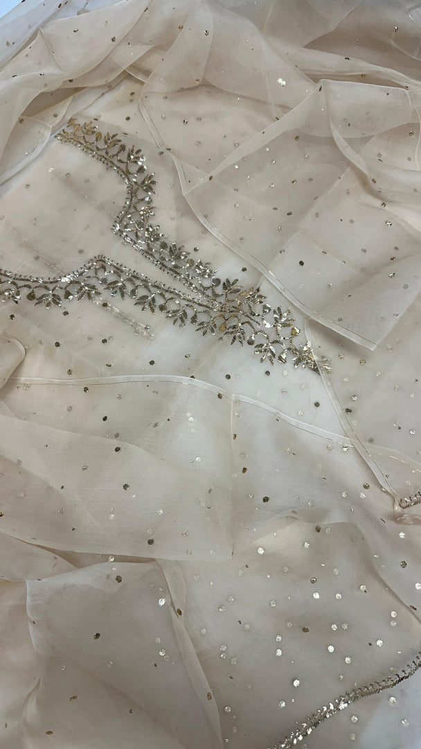 Beautiful soft pure organza silk shirt and dupatta with mukesh work