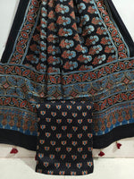 Load image into Gallery viewer, Natural Dye Ajrakh Handblock Printed Modaal silk 2  Piece suit MF0075