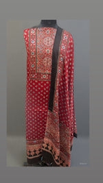 Load image into Gallery viewer, Designer style natural dye modal silk hand block ajrakh 2 piece set