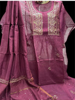 Load image into Gallery viewer, Beautiful Soft pure&nbsp; mulchanderi silk Tunic style kurta n dupatta
