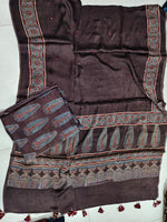 Load image into Gallery viewer, Natural dye modal silk ajrakh top with plain modal silk handworked mirror dupatta 2 piece set
