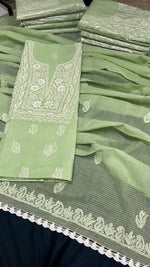 Load image into Gallery viewer, Kota doria Chikankari unstitched top and dupatta
