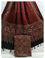 Load image into Gallery viewer, Natural Dye Ajrakh Handblock Printed Modaal silk 2  Piece suit MF0075
