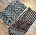 Load image into Gallery viewer, 5 m jahota natural dye Handblock cotton fabric with jahota Kota doria dupatta