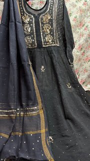 Beautiful Soft pure mulchanderi silk Tunic style kurta n dupatta