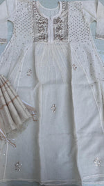 Load image into Gallery viewer, Beautiful Soft pure mulchanderi silk Tunic style kurta n dupatta
