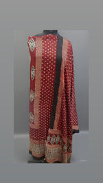 Load image into Gallery viewer, Designer style natural dye modal silk hand block ajrakh 2 piece set