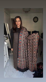 Load image into Gallery viewer, Natural Dye Ajrakh Handblock Printed Modaal silk 2  Piece suit MF0077