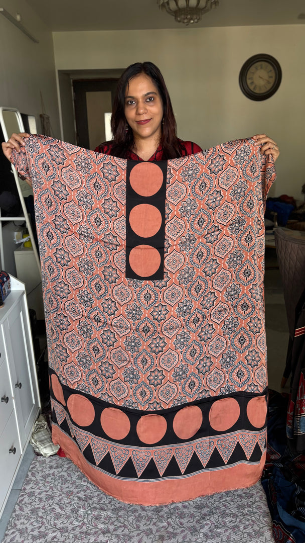 Modal silk ajrakh kaftan top fabric MF0080