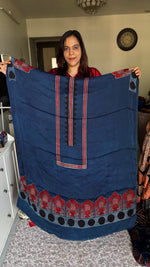 Load image into Gallery viewer, Modal silk ajrakh kaftan top fabric MF0080
