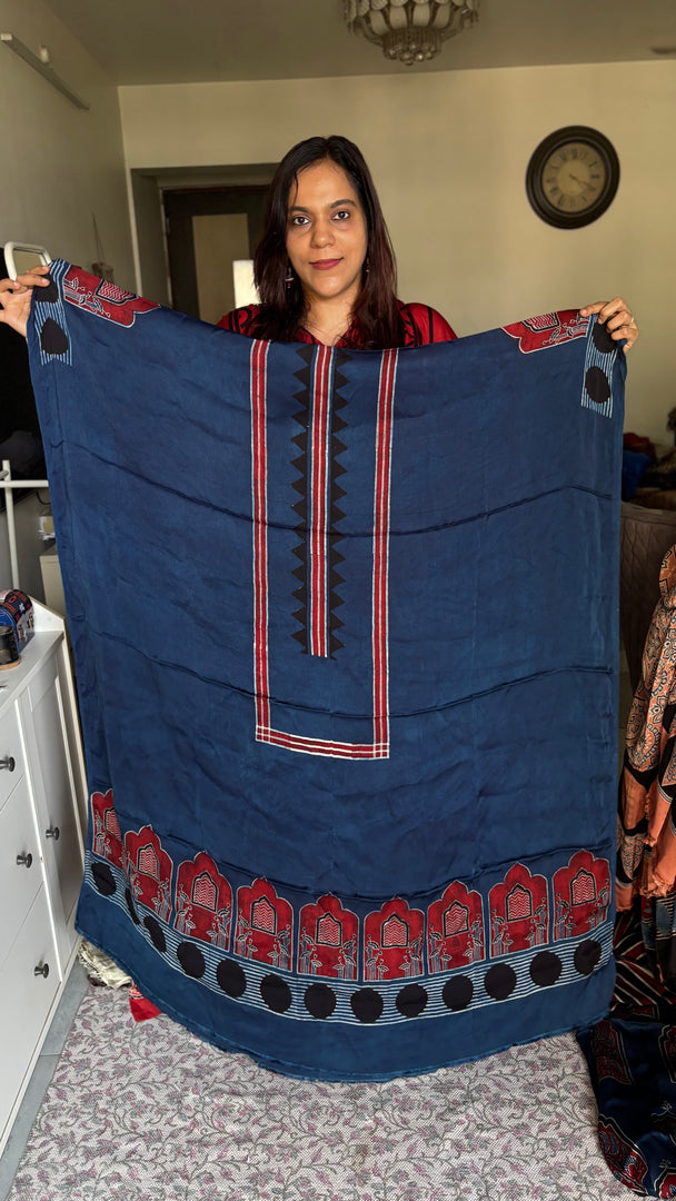 Modal silk ajrakh kaftan top fabric MF0080