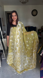 Load image into Gallery viewer, Muslin cotton handwoven jamdani top and dupatta 2 piece set