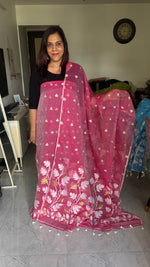 Load image into Gallery viewer, Muslin cotton handwoven jamdani top and dupatta 2 piece set