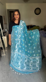 Load image into Gallery viewer, Muslin cotton handwoven jamdani top and dupatta 2 piece set