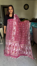 Load image into Gallery viewer, Muslin cotton handwoven jamdani top and dupatta 2 piece set