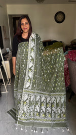 Load image into Gallery viewer, Muslin cotton handwoven jamdani top and dupatta 2 piece set