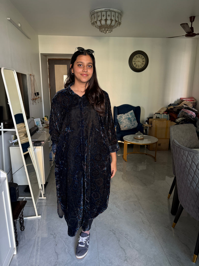 Velvet handblocked ajrakh stitched tops