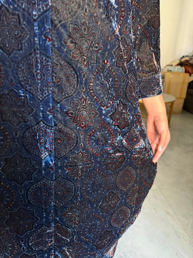 Velvet handblocked ajrakh stitched tops