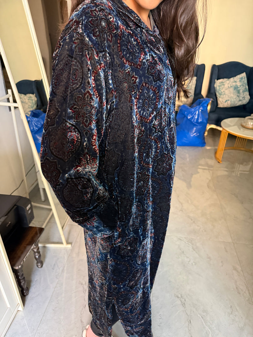 Velvet handblocked ajrakh stitched tops