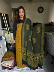 Pure georgette handblock ajrakh top and dupatta 2 piece set