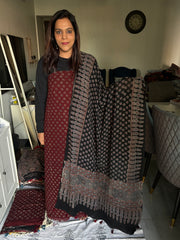 Pure georgette handblock ajrakh top and dupatta 2 piece set