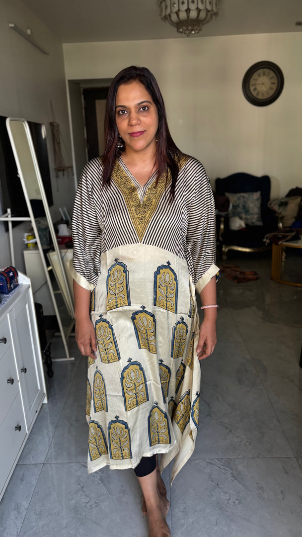 Modal silk ajrakh kaftan top