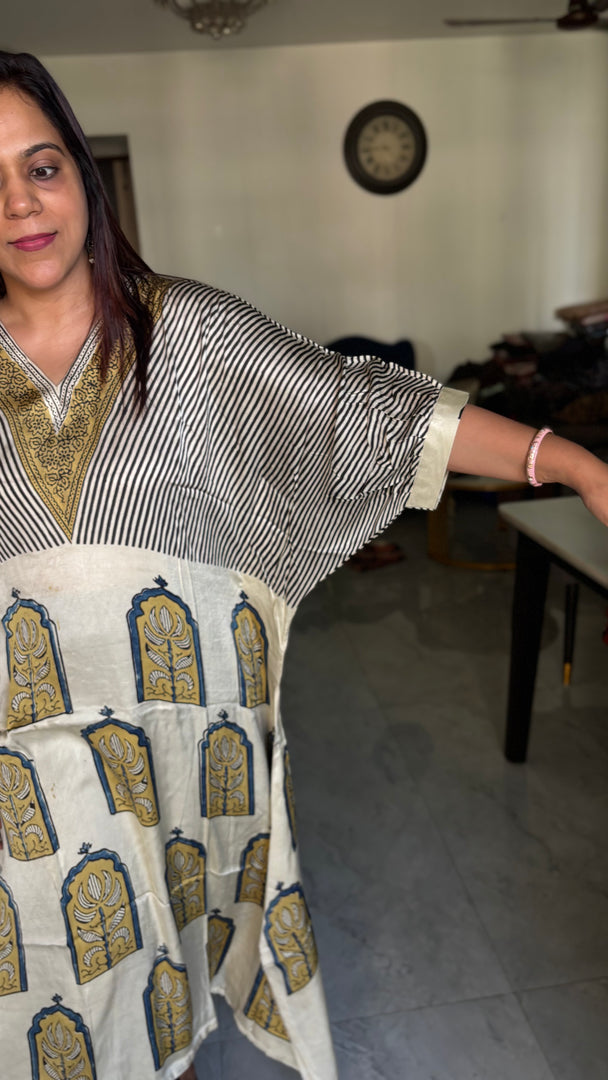 Modal silk ajrakh kaftan top