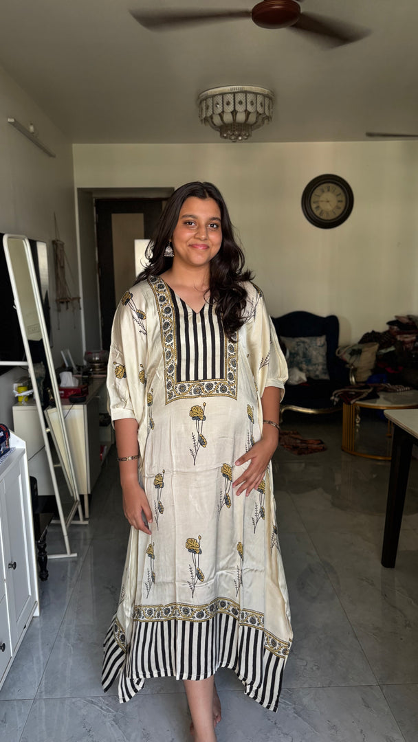 Modal silk ajrakh kaftan top