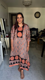 Load image into Gallery viewer, Modal silk ajrakh kaftan top