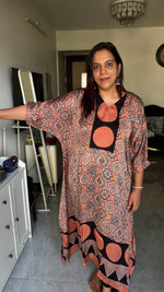 Load image into Gallery viewer, Modal silk ajrakh kaftan top