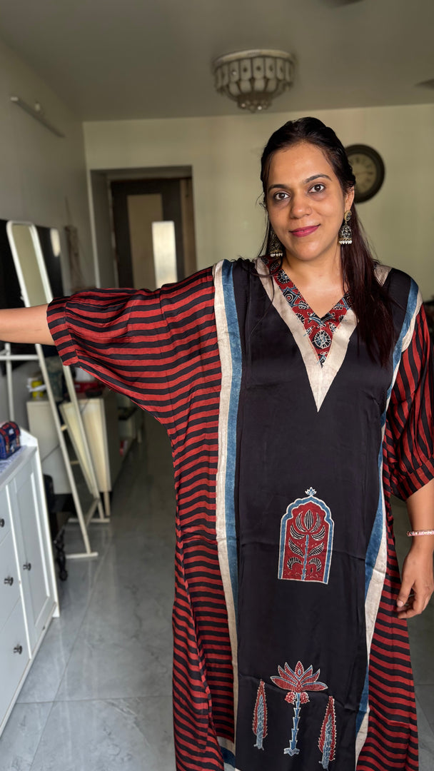 Modal silk ajrakh kaftan top