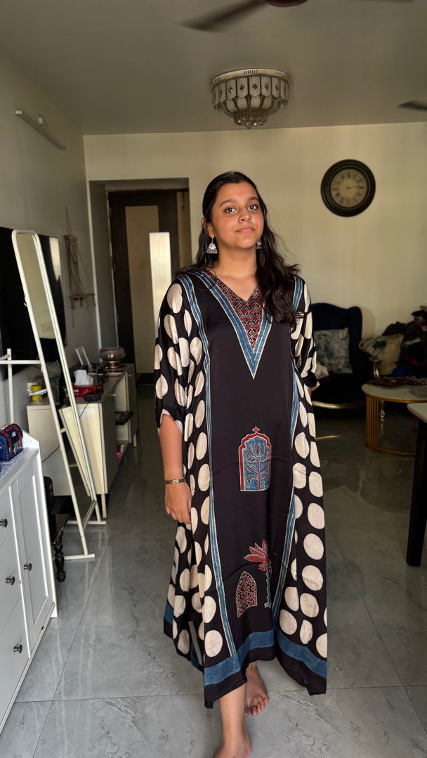 Modal silk ajrakh kaftan top