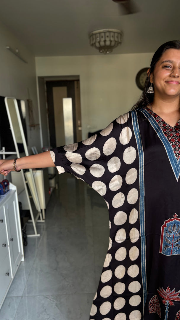 Modal silk ajrakh kaftan top