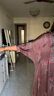 Modal silk ajrakh kaftan top