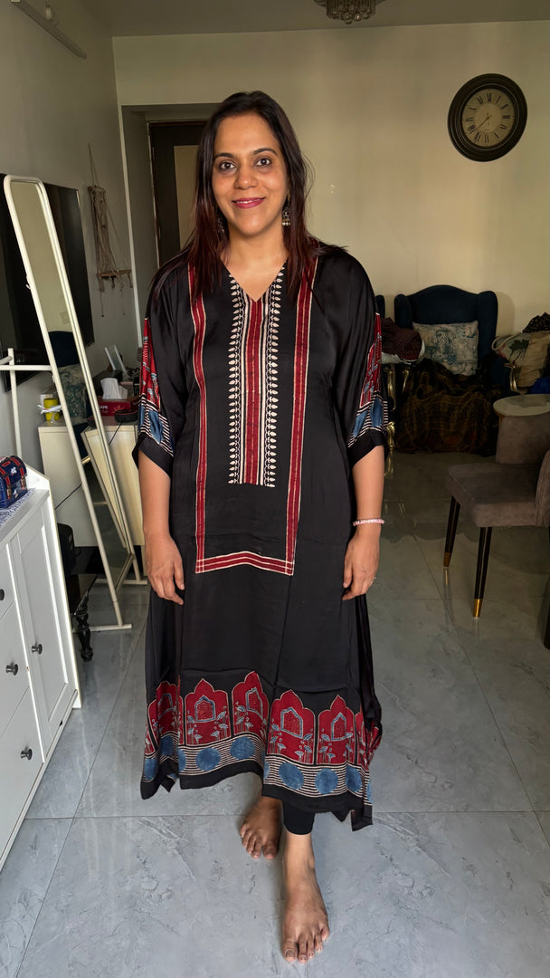 Modal silk ajrakh kaftan top