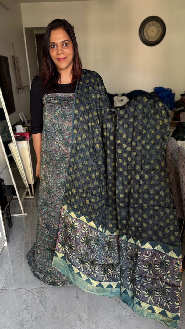 Pomegranate natural dye Handblock modal silk top and dupatta 2 piece sets
